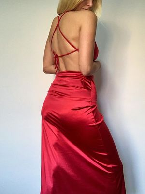 फैशन गर्म बेच ठोस रंग लटकन गर्दन backless पतली बेल्ट लपेटें कूल्हे स्कर्ट सेक्सी विभाजित पोशाक