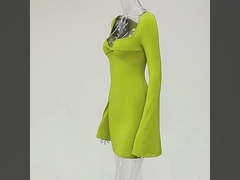 स्टाइलिश फ्लैश आस्तीन सेक्सी पतला फिट धनुष लपेटें कूल्हे की पोशाक